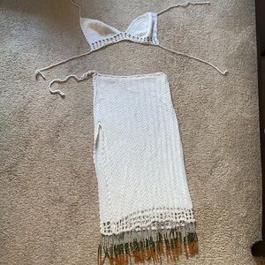 Hand Made Two Piece Skirt and Bra Top Set